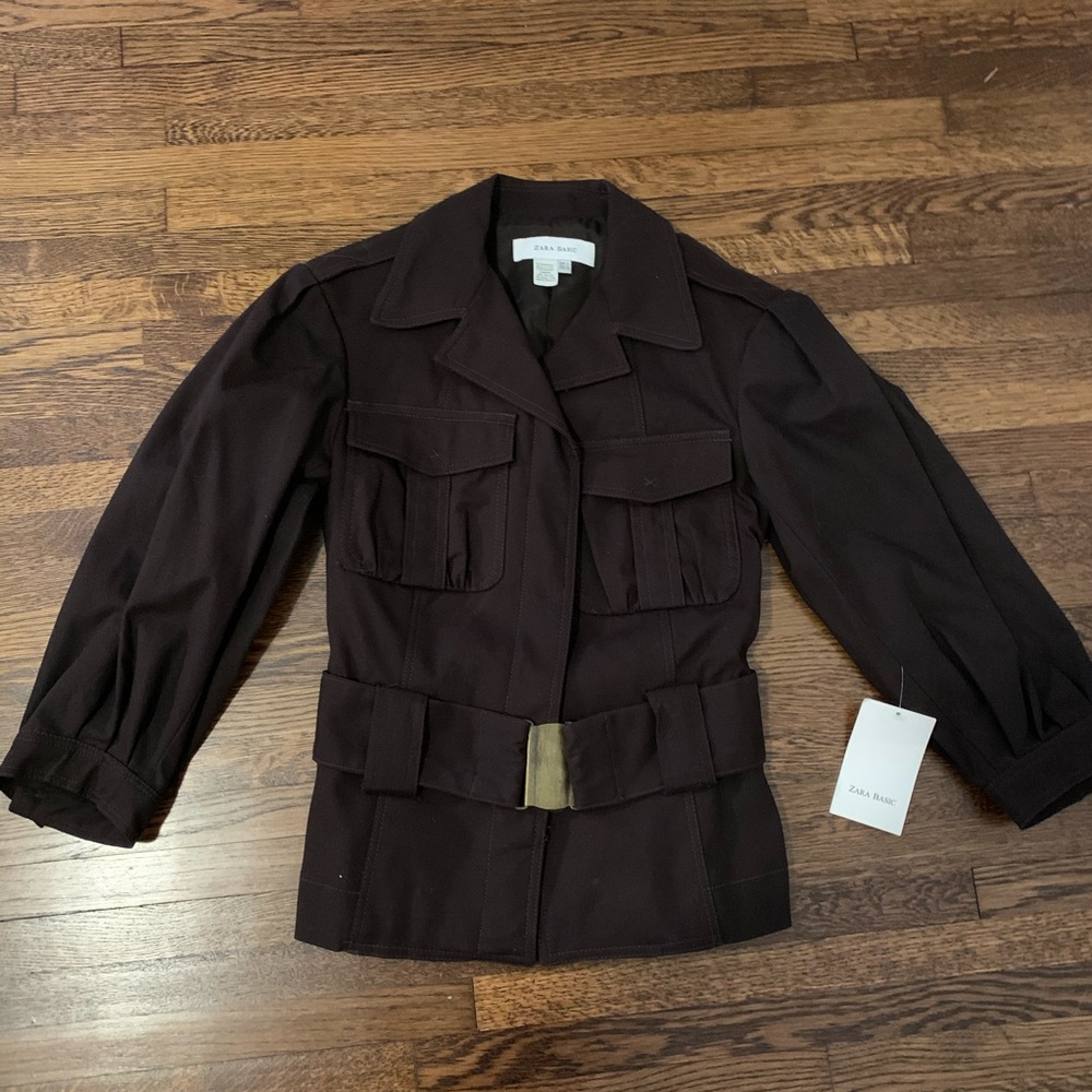 Zara- Brown Crop Sleeve Jacket- Sm. New!